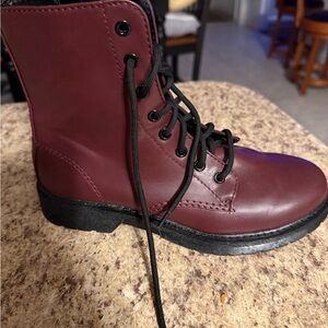 Time and Tru Women's Combat Boots - Burgundy and Black